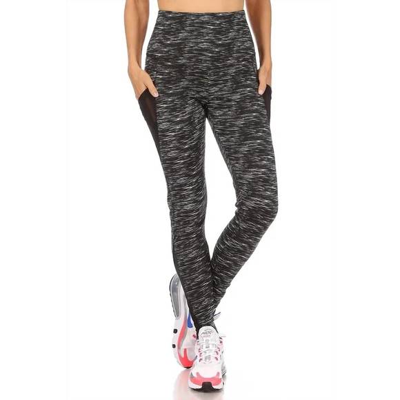 NEW SHOSHO heathered leggings with sheer reflective sides in black - Picture 1 of 3